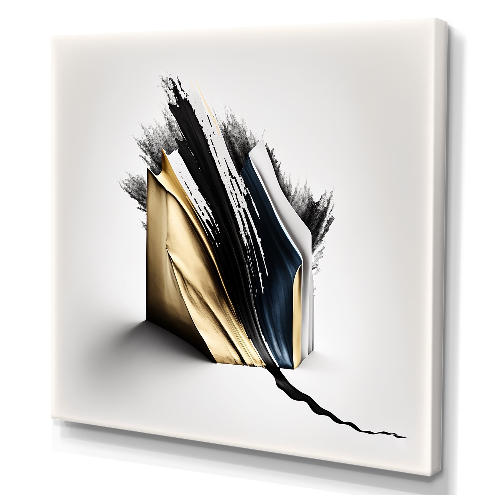 Designart Black And Gold Cubic Expression VI Canvas Wall Art