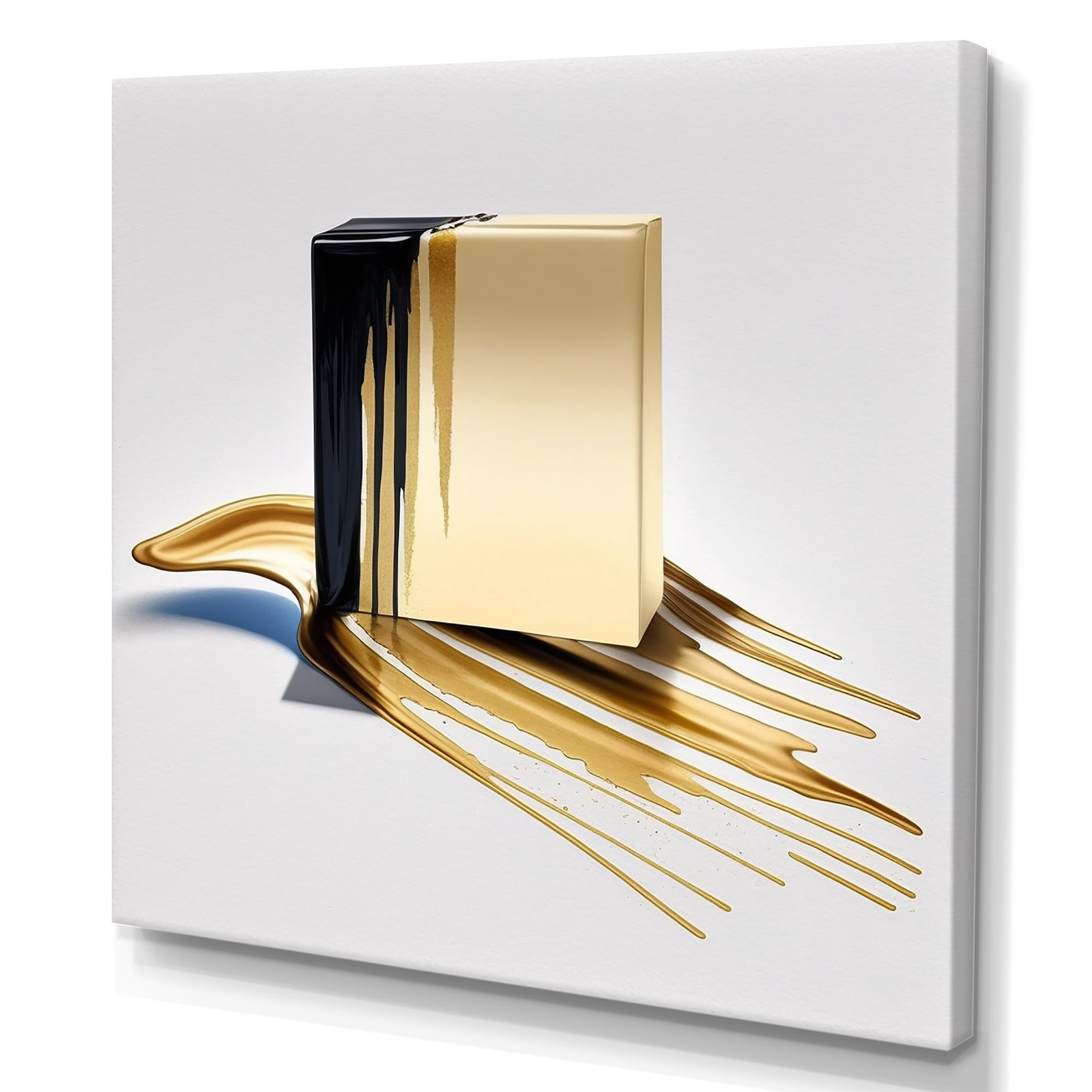 Designart Black And Gold Cubic Expression VIII Canvas Wall Art