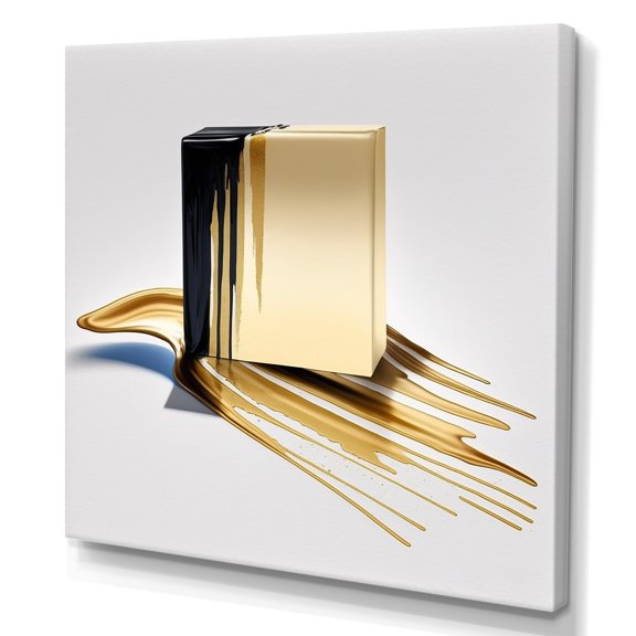 Designart Black And Gold Cubic Expression VIII Canvas Wall Art