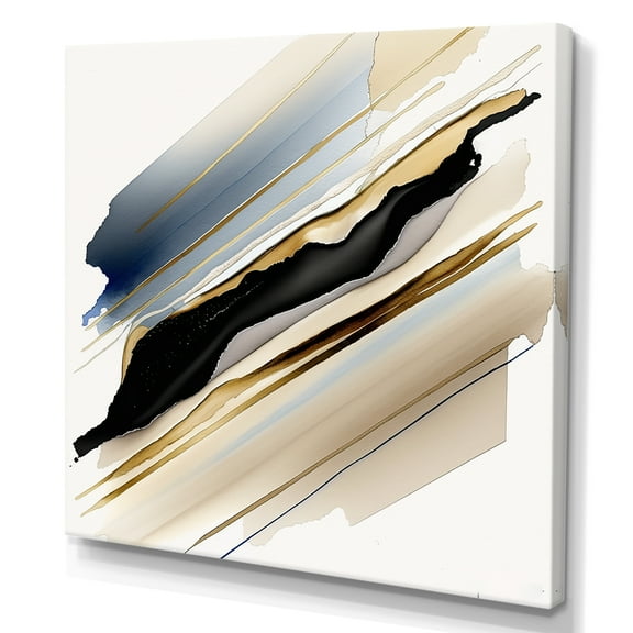 Designart Black And Gold Cubic Expression X Canvas Wall Art