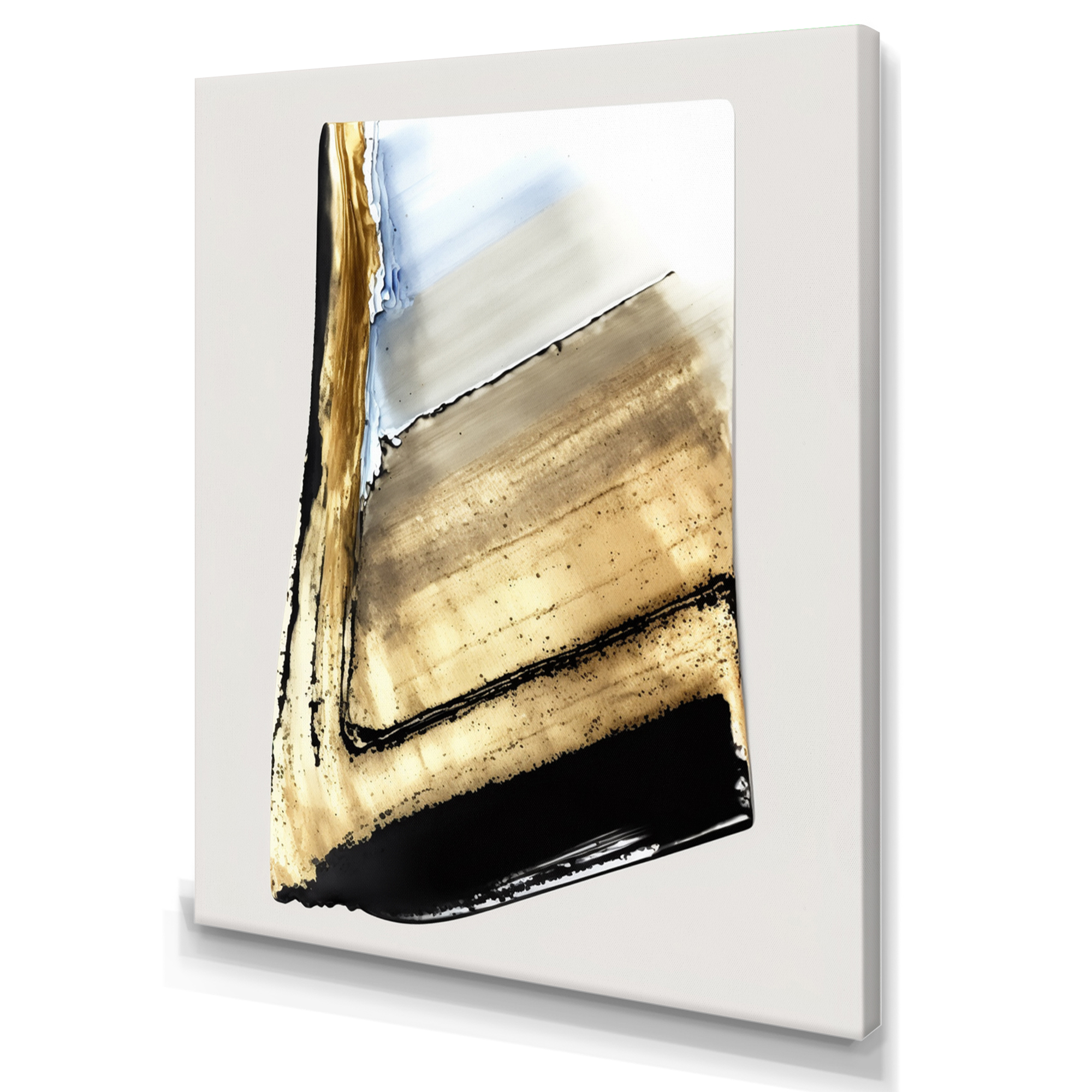Designart Black And Gold Cubic Expression XI Canvas Wall Art