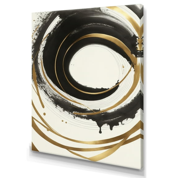 Designart Black And Gold Curves III Canvas Wall Art