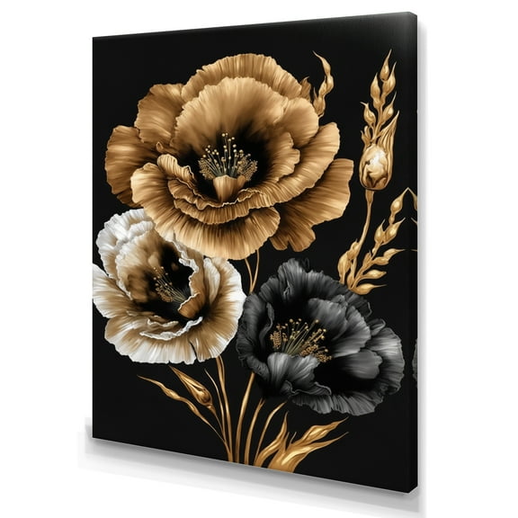 Designart Black And Gold Gladiolus II Canvas Wall Art