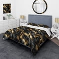 thumbnail image 1 of Designart "Black And Gold Glamour Extravaganza" Marble Bedding Covert Set - Glam Bed Set With 2 Shams, 1 of 5