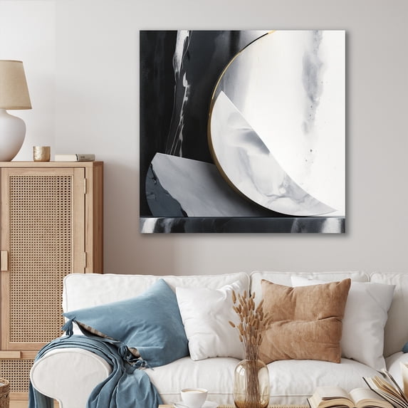 Designart "Black And Gold Harmony Of Marble II" Abstract Marble Wall Decor