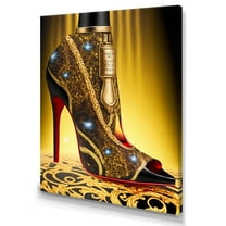 Designart Black And Gold High Heel Shoe III Canvas Wall Art