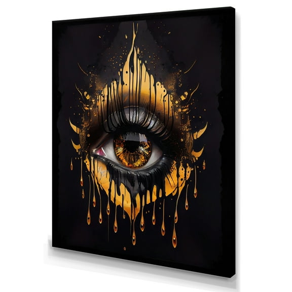 Designart Black And Gold Liquid Eye I Canvas Wall Art