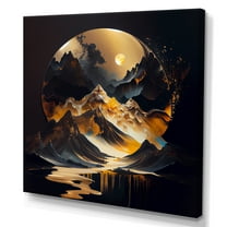 Designart Black And Gold Mountain Landscape II Canvas Wall Art