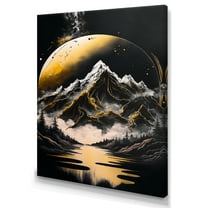 Designart Black And Gold Mountain Landscape V Canvas Wall Art