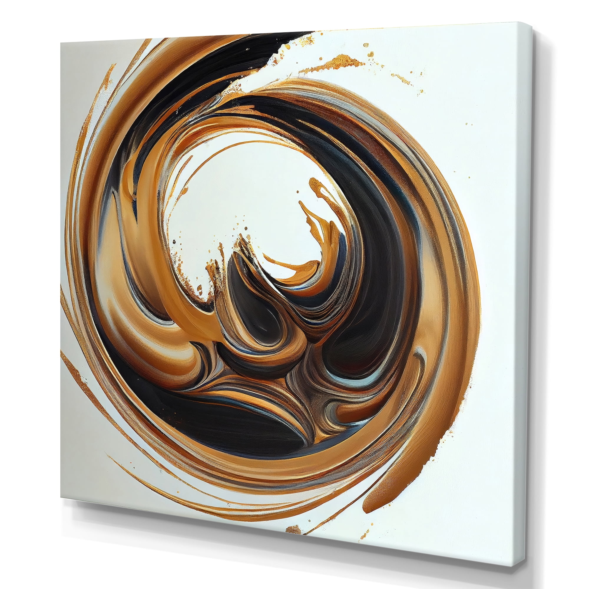 Designart Black And Gold Swirl II Canvas Wall Art