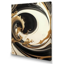 Designart Black And Gold Swirl V Canvas Wall Art