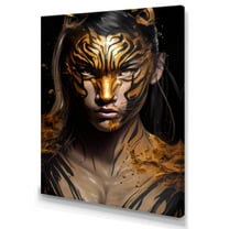 Designart Black And Gold Tiger Woman II Canvas Wall Art