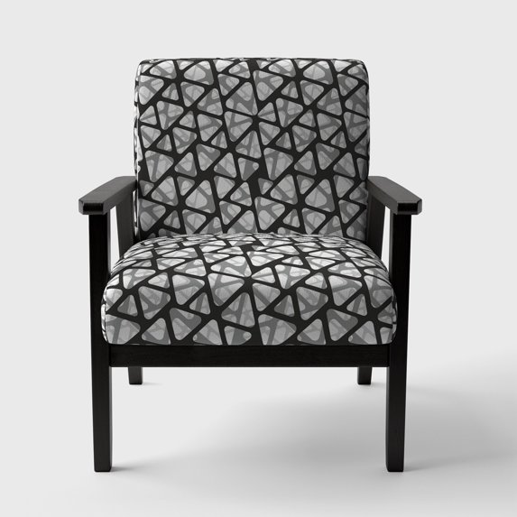 Designart "Black And Grey Triangular 3D Texture Of Mesh" Upholstered Mid-Century Accent Chair - Arm Chair
