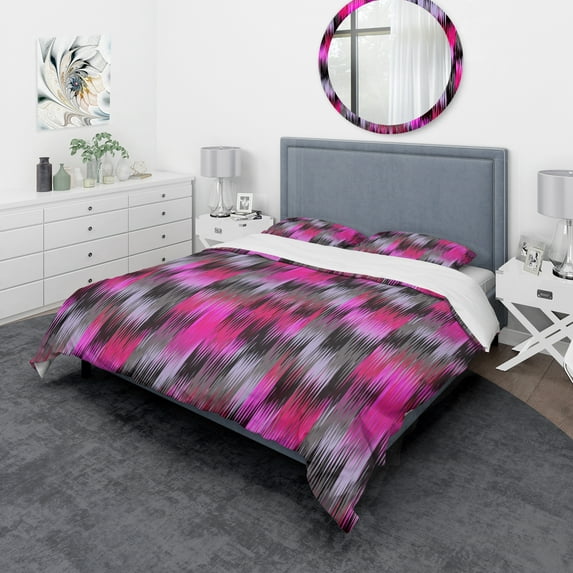 Designart 'Black And Purple Ikat' Modern & Contemporary Duvet Cover Set