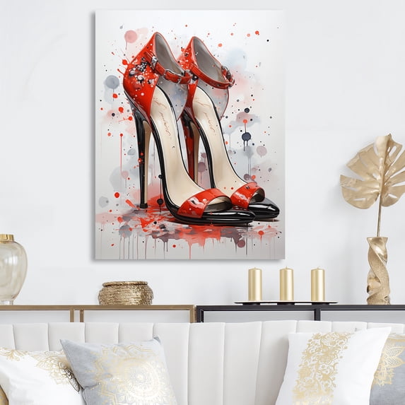 Designart "Black And Red High Heels Euphony I" Fashion Metal Wall Decor