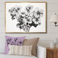thumbnail image 1 of Designart "Black And White Geraniums In Minimalism" Geraniums Floater Framed Wall Art Living Room, 1 of 5