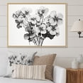 thumbnail image 1 of Designart "Black And White Geraniums In Minimalism" Geraniums Floater Framed Wall Art Living Room, 1 of 5