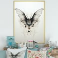 thumbnail image 1 of Designart "Black And White Minimalist Bat" Animals Bat Picture Framed Wall Art Living Room, 1 of 5