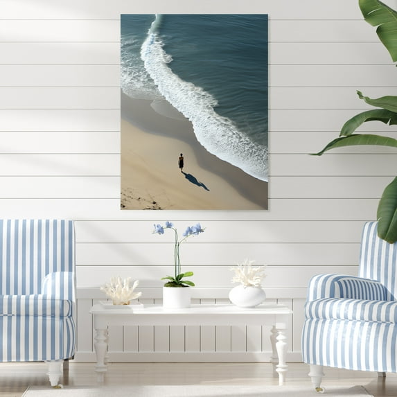 Designart "Black And White Simplicity Beach Photo IX" Nautical & Beach Metal Art Print