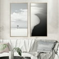 thumbnail image 1 of Designart "Black And White Simplicity Beach Photo VII" Coastal Beach Framed Wall Art Set Of 2 - Grey Beach Framed Canvas Set For Living Room Decor, 1 of 7