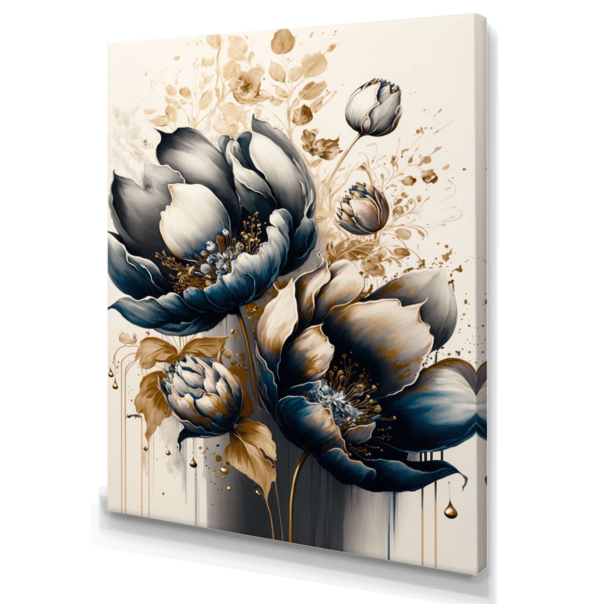 Designart Black And White Watercolor Roses I Canvas Wall Art