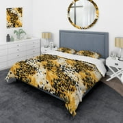 Designart "Black And Yellow Leopard Opulence I" Geometric Bedding Covert Set - Modern & Contemporary Bed Set With 1 Sham