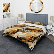 Designart "Black And Yellow Leopard Opulence III" Geometric Bedding Covert Set - Modern & Contemporary Bed Set With 2 Shams