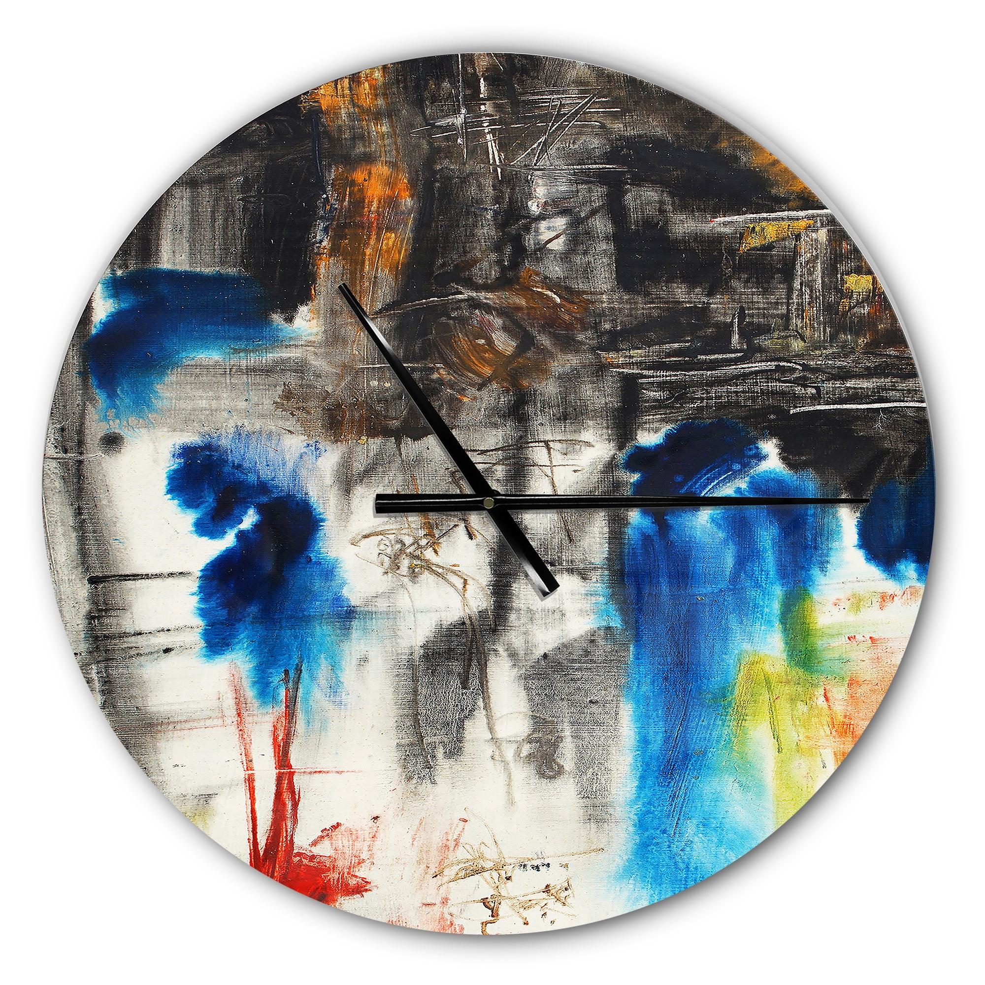 Designart 'Black Blue and Yellow Pattern ' Modern wall clock