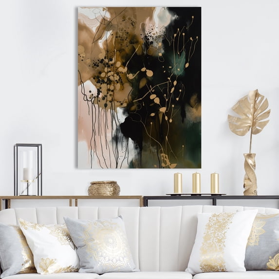 Designart "Black Chaos II" Abstract Wall Art Living Room