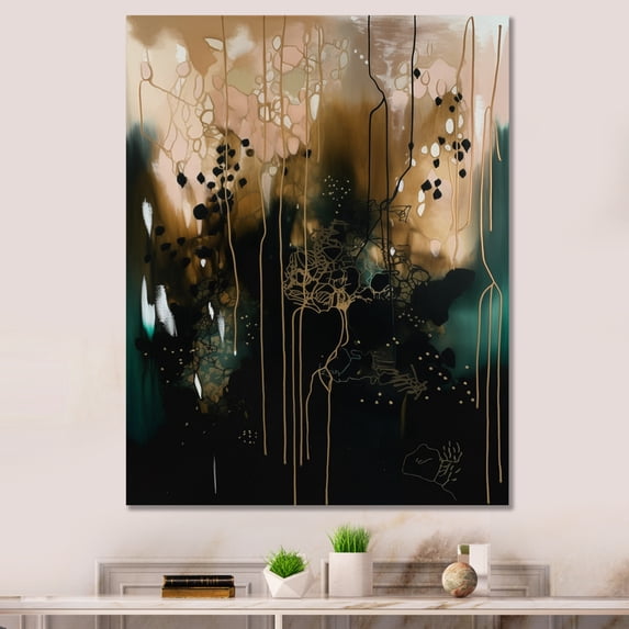 Designart "Black Chaos III" Abstract Wall Art Print