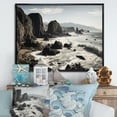 thumbnail image 1 of Designart "Black Cliffhanger Beach I" Nautical & Beach Floater Framed Canvas Wall Art, 1 of 7