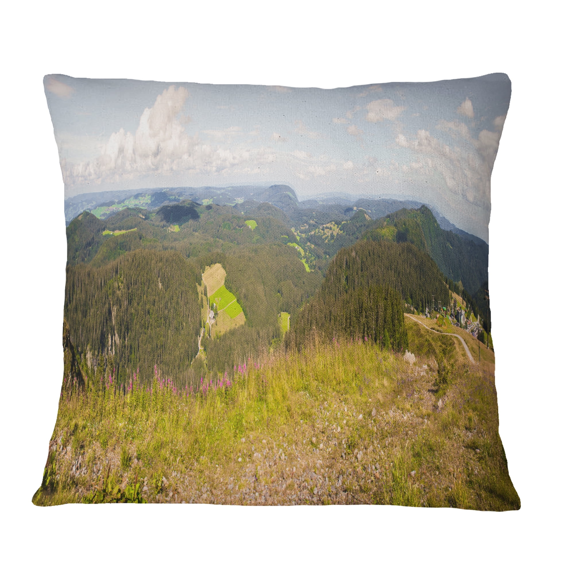 Designart Black Forest Germany Panorama - Landscape Printed Throw Pillow - 18x18