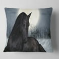 thumbnail image 1 of Designart Black Horse in Moonlight - Animal Throw Pillow - 18x18, 1 of 4