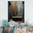 thumbnail image 1 of Designart "Industrial Minimalist Bath in Black I" Bathroom Metal Wall Art - Humor Black Traditional Living Room Wall Art, 1 of 6