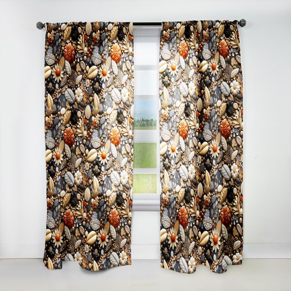Designart "Black Jewelry Boho Chic I" Boho Room Darkening Curtain Single Panel