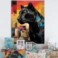 thumbnail image 1 of Designart "Black Popart panther portrait " Animals Canvas Print, 1 of 5