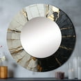 thumbnail image 1 of Designart "Black Pottery In Beige Minimalism" Abstract Spirals Beige Large Round Mirror - Round Office Mirror Wall Decor - Modern Round Printed Mirror - 29" x 29", 1 of 6