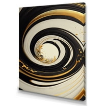 Designart Black, Silver And Gold Blending Swirls I Canvas Wall Art