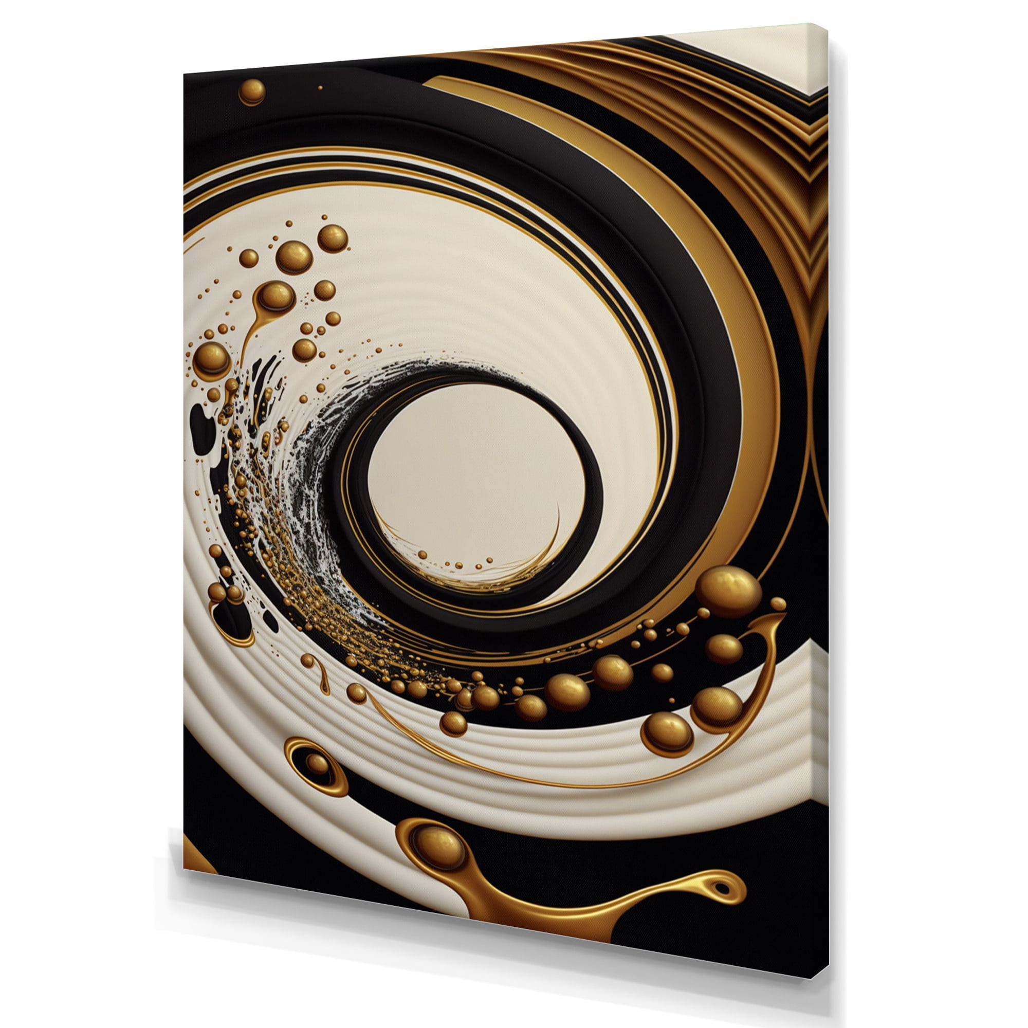 Designart Black, Silver And Gold Blending Swirls IV Canvas Wall Art
