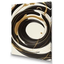 Designart Black, Silver And Gold Blending Swirls V Canvas Wall Art