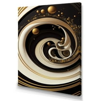Designart Black, Silver And Gold Blending Swirls VII Canvas Wall Art