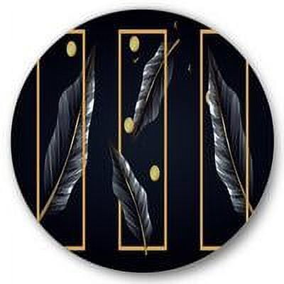 Designart 'Black Tropical Leaves Under Golden Rectangles' Modern Circle Metal Wall Art 23x23 - Disc of 23