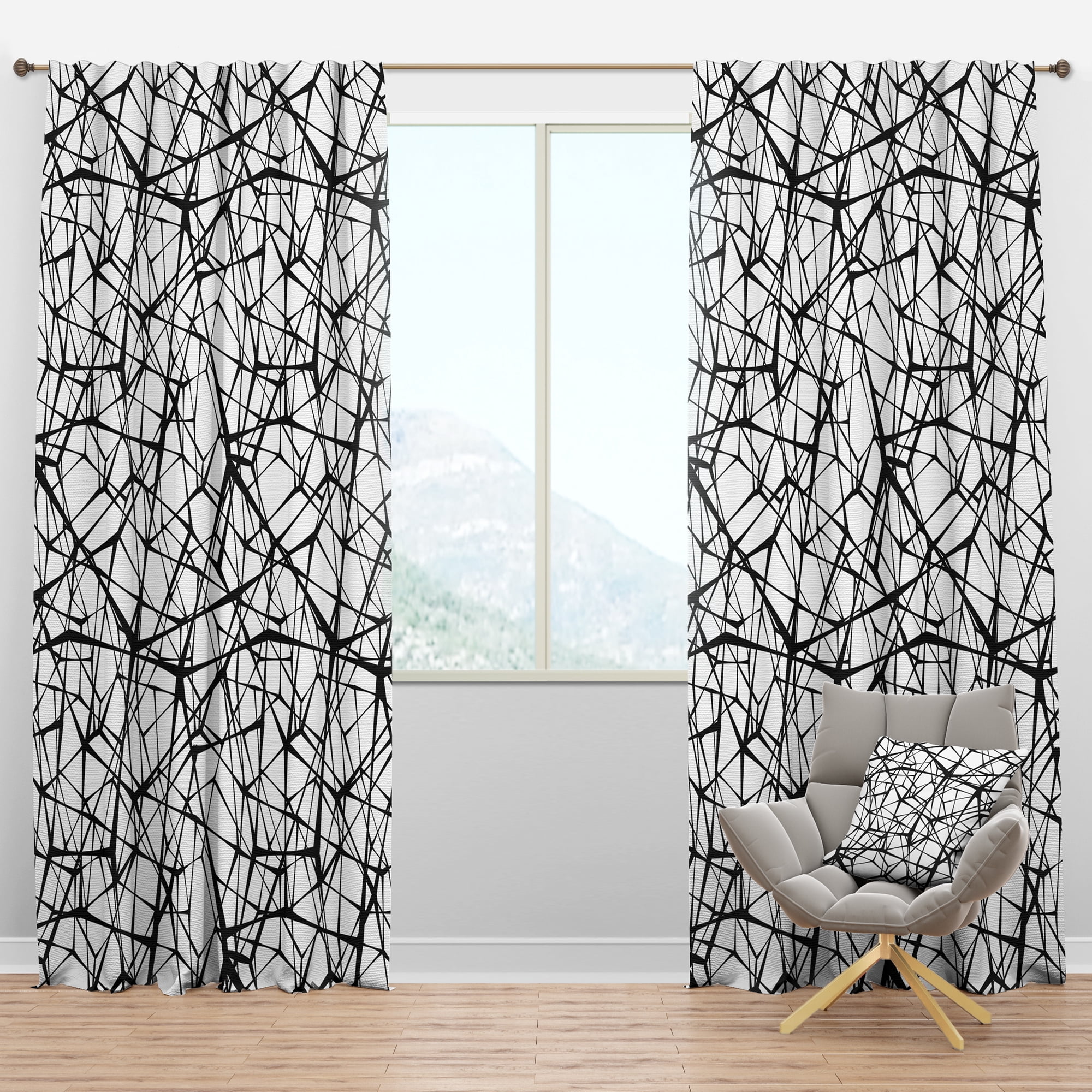 Designart 'Black Web Pattern' Modern & Contemporary Blackout Curtain Panel