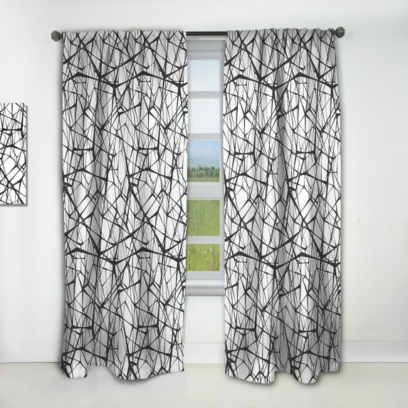 Designart 'Black Web Pattern' Modern & Contemporary Curtain Panel