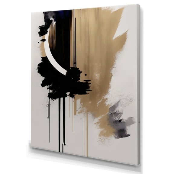 Designart Black, White And Gold Expression III Canvas Wall Art