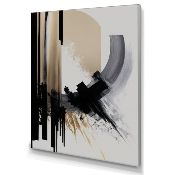 Designart Black, White And Gold Expression IV Canvas Wall Art