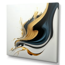 Designart Black, White And Gold Liquid Art III Canvas Wall Art