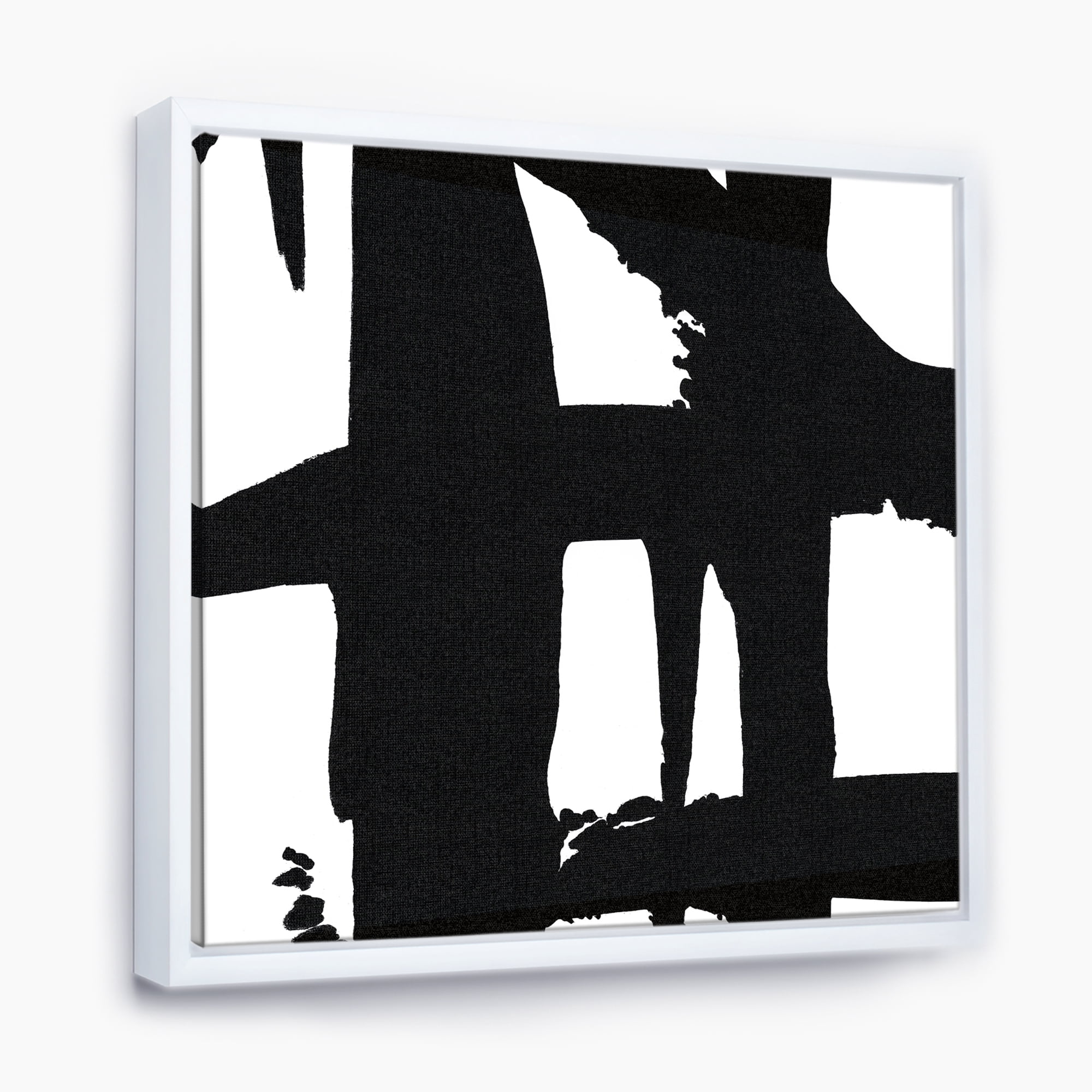 Designart ' Black & White Crossing Paths II ' Modern & Contemporary Framed Canvas