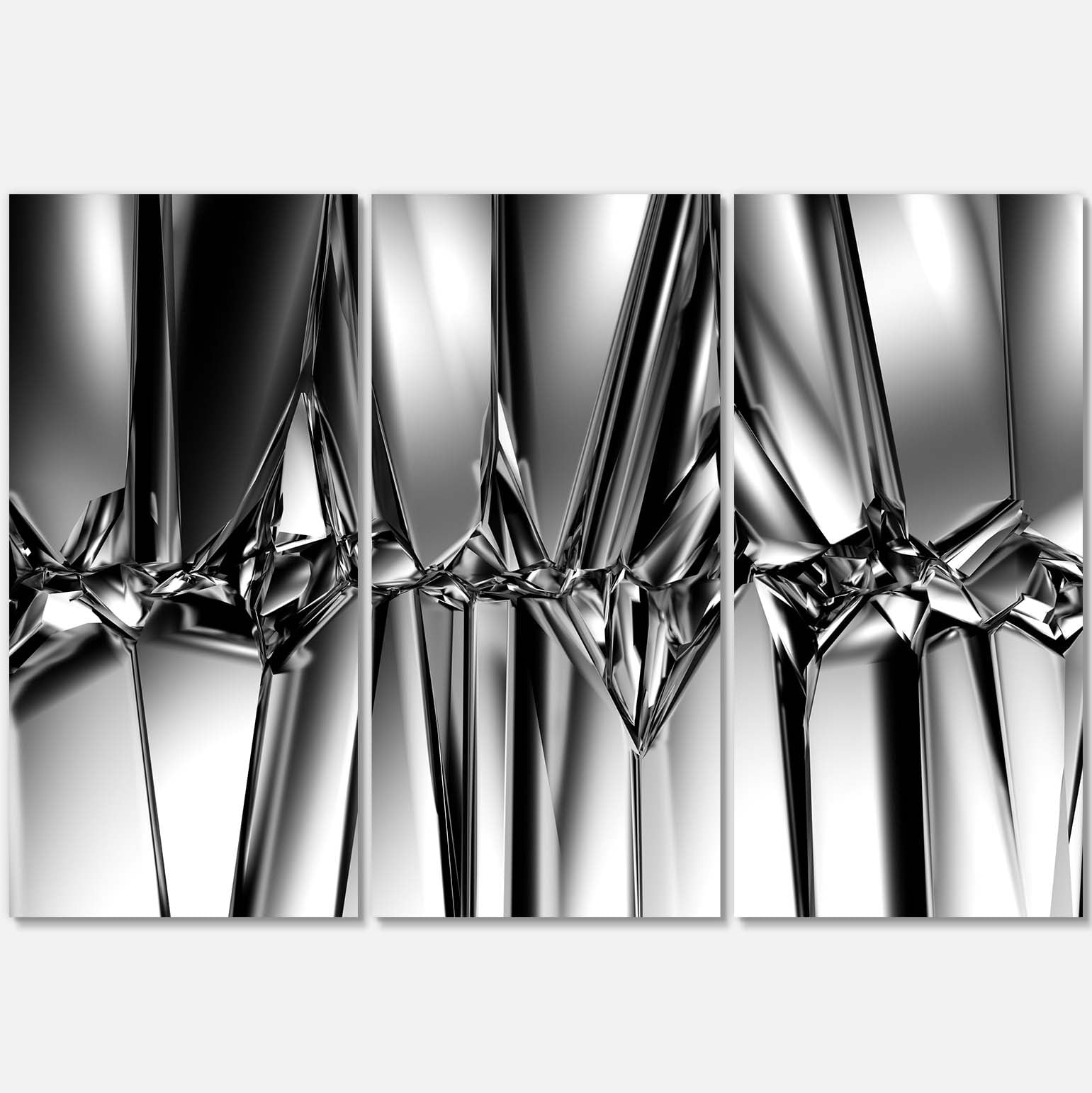 Designart 'Black White Crystal Background ' Abstract Canvas Art Print