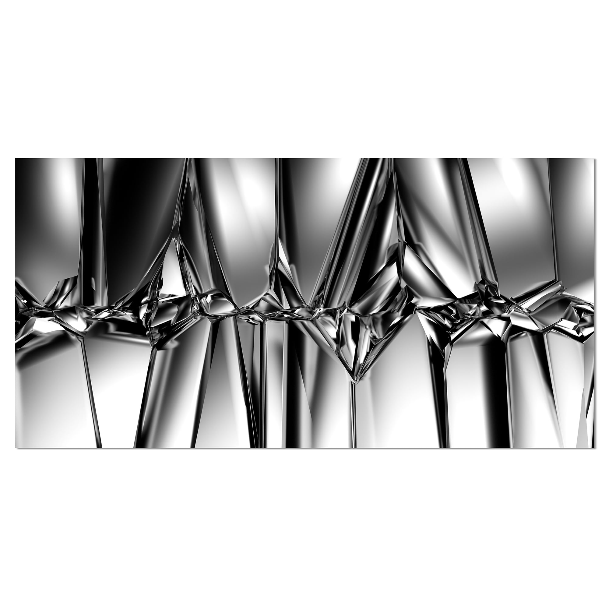 Designart 'Black White Crystal Background ' Abstract Canvas Art Print